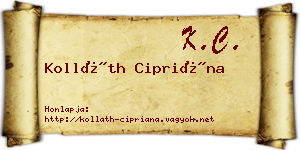 Kolláth Cipriána névjegykártya